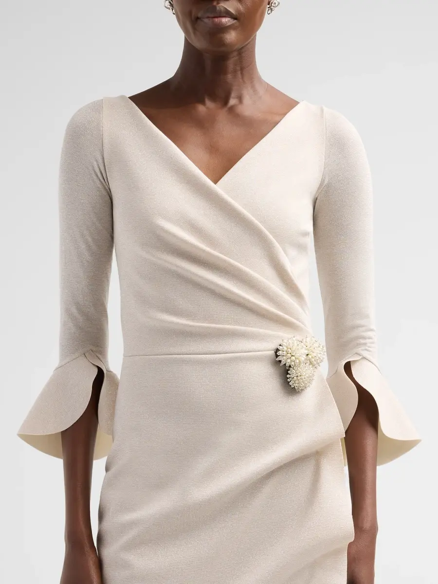 Chiara Boni La Petite Robe Women's Triana Lurex-Knit Ruched Surplice Midi Dress | Thumbnail 5 Chiara Boni La Petite Robe Women's Triana Lurex-Knit Ruched Surplice Midi Dress | Thumbnail 5