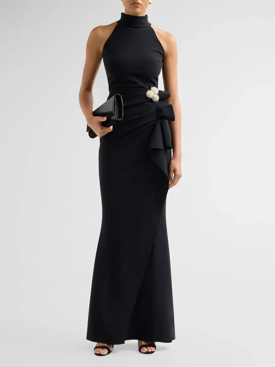 Chiara Boni La Petite Robe Women's Gudrum Embellished Jersey Halterneck Gown | Thumbnail 2 Chiara Boni La Petite Robe Women's Gudrum Embellished Jersey Halterneck Gown | Thumbnail 2
