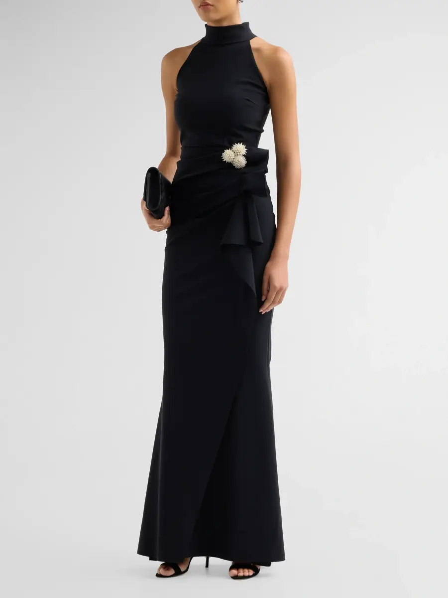 Chiara Boni La Petite Robe Women's Gudrum Embellished Jersey Halterneck Gown | Thumbnail 4 Chiara Boni La Petite Robe Women's Gudrum Embellished Jersey Halterneck Gown | Thumbnail 4