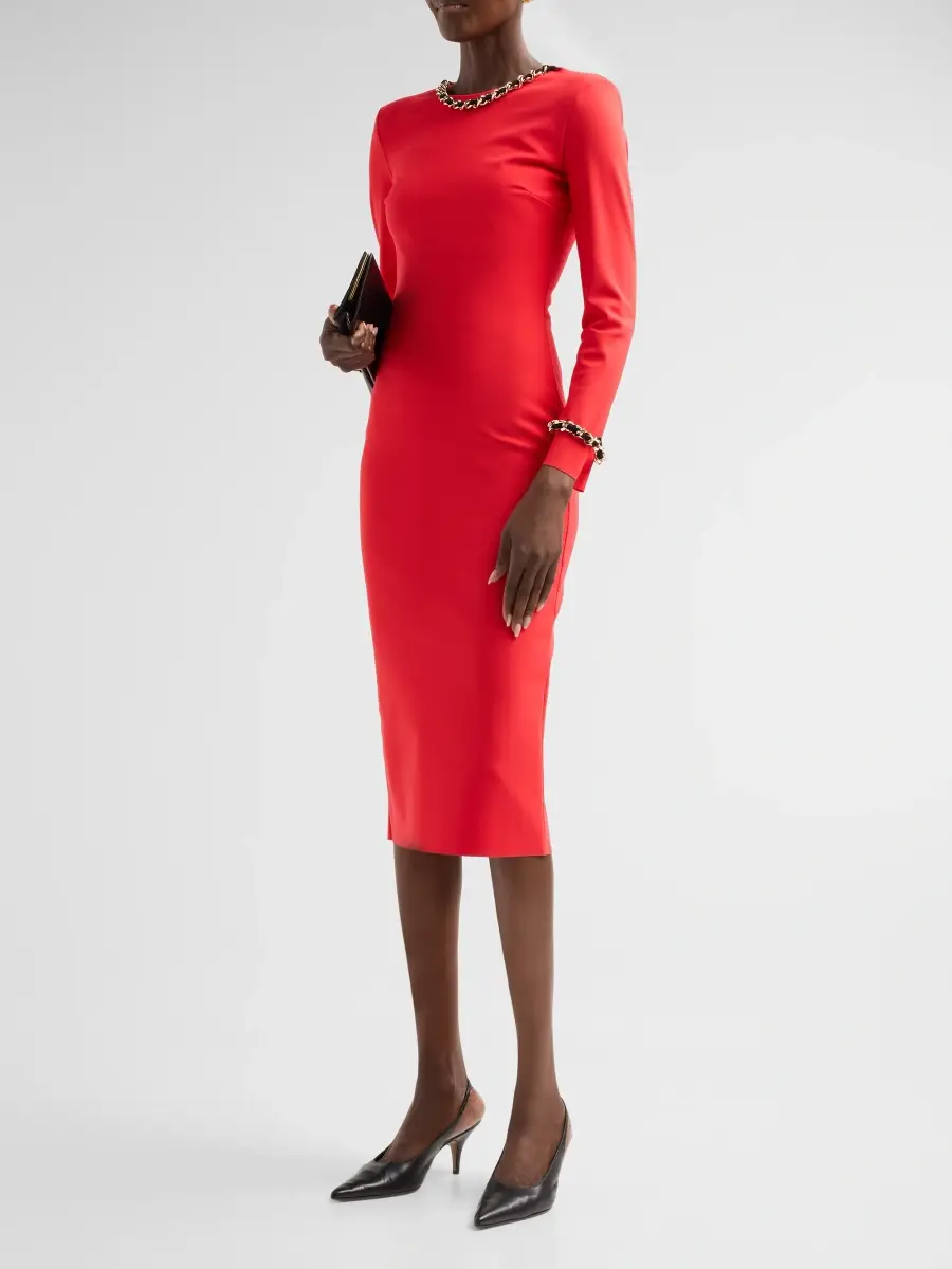Chiara Boni La Petite Robe Women's Klara Jersey Sheath Midi Dress | Thumbnail 4 Chiara Boni La Petite Robe Women's Klara Jersey Sheath Midi Dress | Thumbnail 4