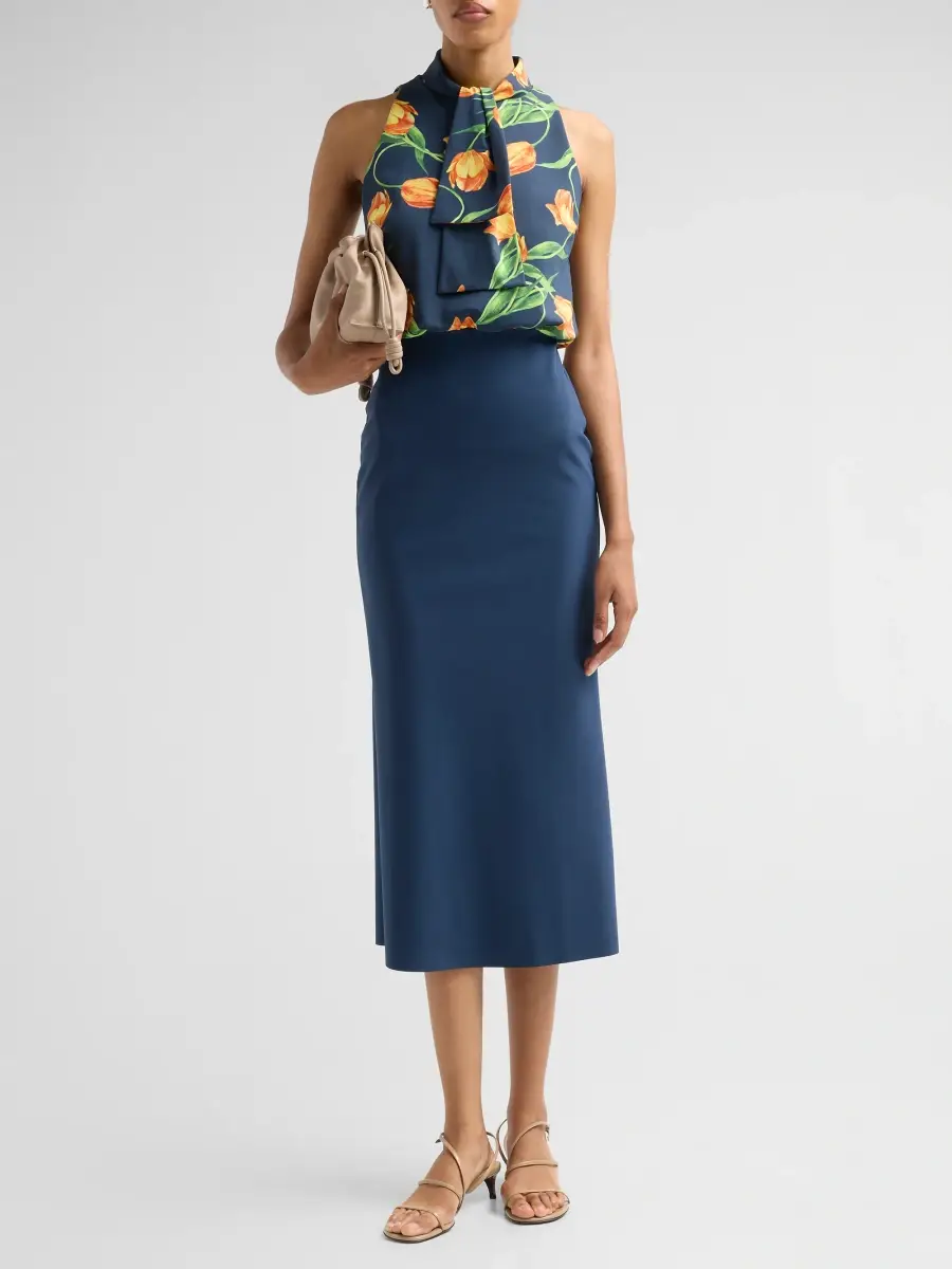 Chiara Boni La Petite Robe Women's Silke Floral Drape Midi Dress | Thumbnail 2 Chiara Boni La Petite Robe Women's Silke Floral Drape Midi Dress | Thumbnail 2
