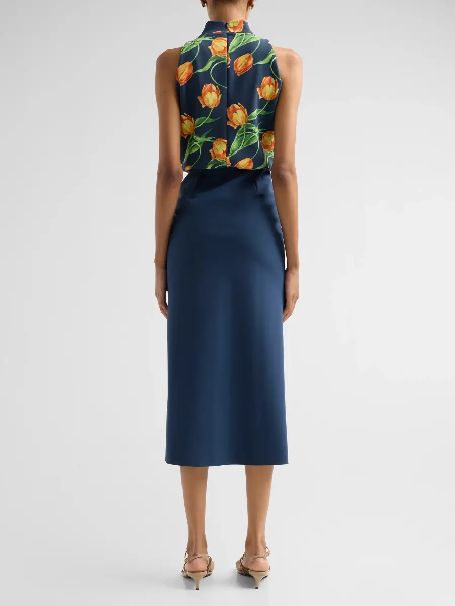 Chiara Boni La Petite Robe Women's Silke Floral Drape Midi Dress | Thumbnail 3 Chiara Boni La Petite Robe Women's Silke Floral Drape Midi Dress | Thumbnail 3
