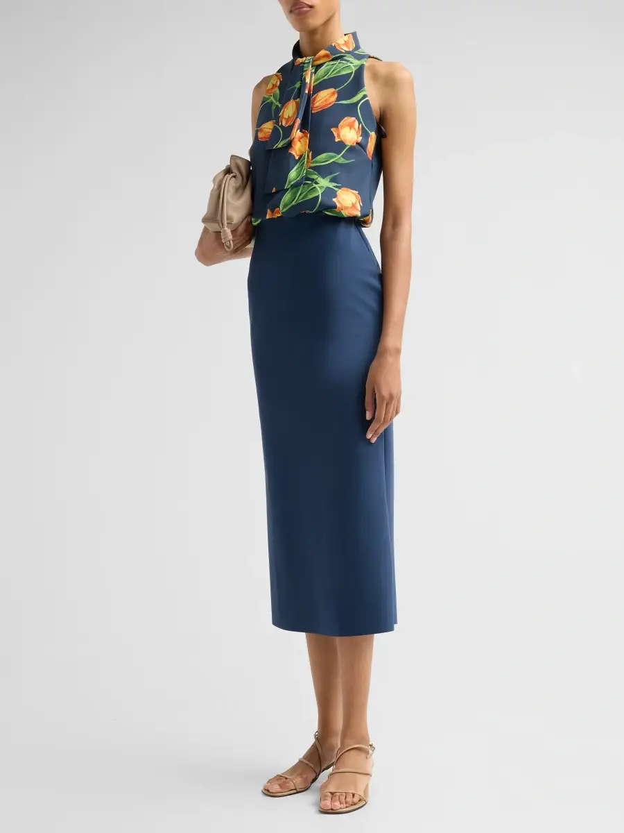 Chiara Boni La Petite Robe Women's Silke Floral Drape Midi Dress | Thumbnail 4 Chiara Boni La Petite Robe Women's Silke Floral Drape Midi Dress | Thumbnail 4