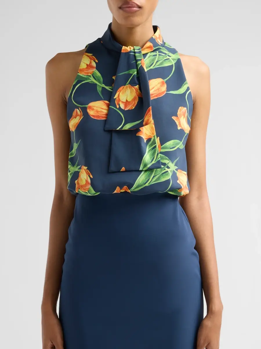 Chiara Boni La Petite Robe Women's Silke Floral Drape Midi Dress | Thumbnail 5 Chiara Boni La Petite Robe Women's Silke Floral Drape Midi Dress | Thumbnail 5