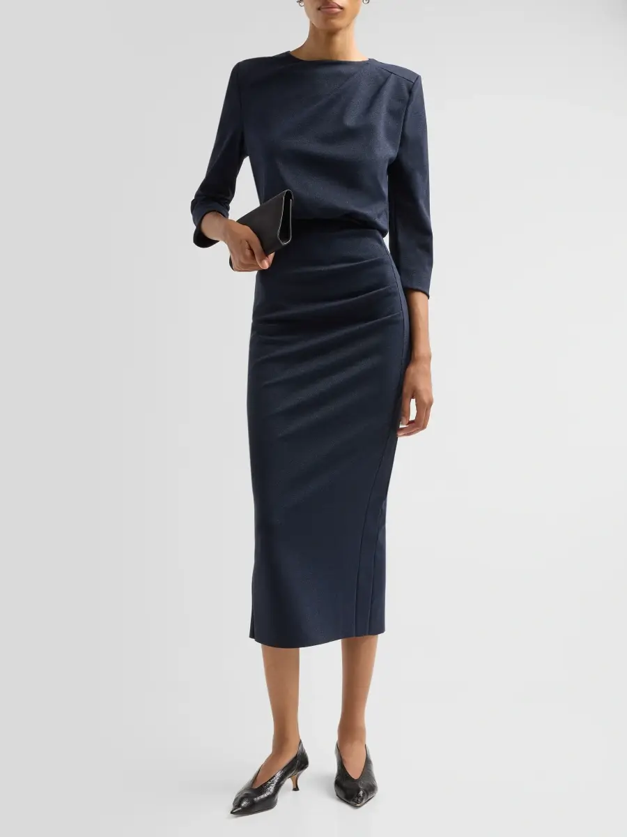 Chiara Boni La Petite Robe Women's Dorte Sugar Lurex Ruched Midi Dress | Thumbnail 2 Chiara Boni La Petite Robe Women's Dorte Sugar Lurex Ruched Midi Dress | Thumbnail 2