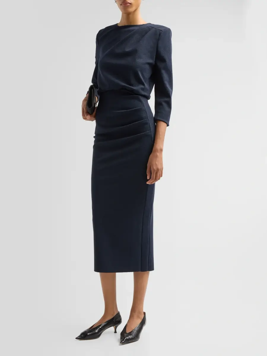 Chiara Boni La Petite Robe Women's Dorte Sugar Lurex Ruched Midi Dress | Thumbnail 4 Chiara Boni La Petite Robe Women's Dorte Sugar Lurex Ruched Midi Dress | Thumbnail 4