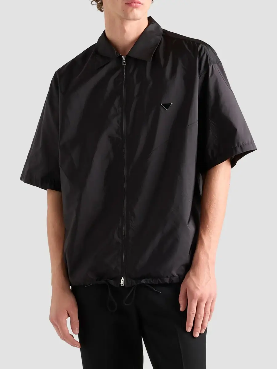 Prada Men's Short-Sleeved Re-Nylon Zipper Shirt | Thumbnail 3 Prada Men's Short-Sleeved Re-Nylon Zipper Shirt | Thumbnail 3