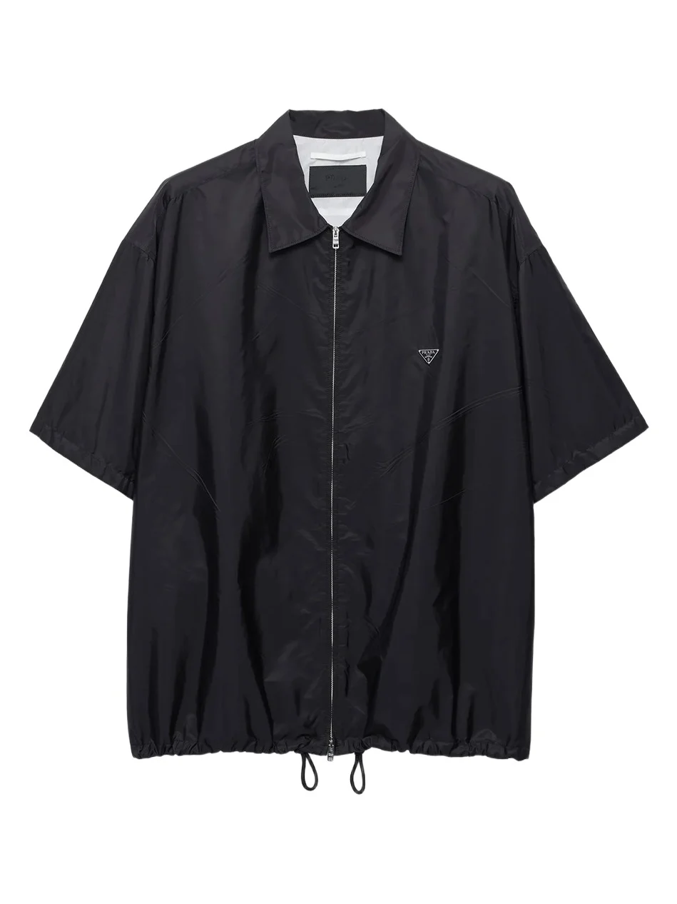 Prada Men's Short-Sleeved Re-Nylon Zipper Shirt