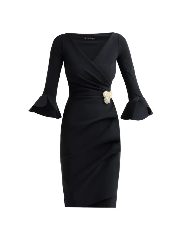 Chiara Boni La Petite Robe Women's Triana Jersey Ruched Surplice Knee-Length Dress