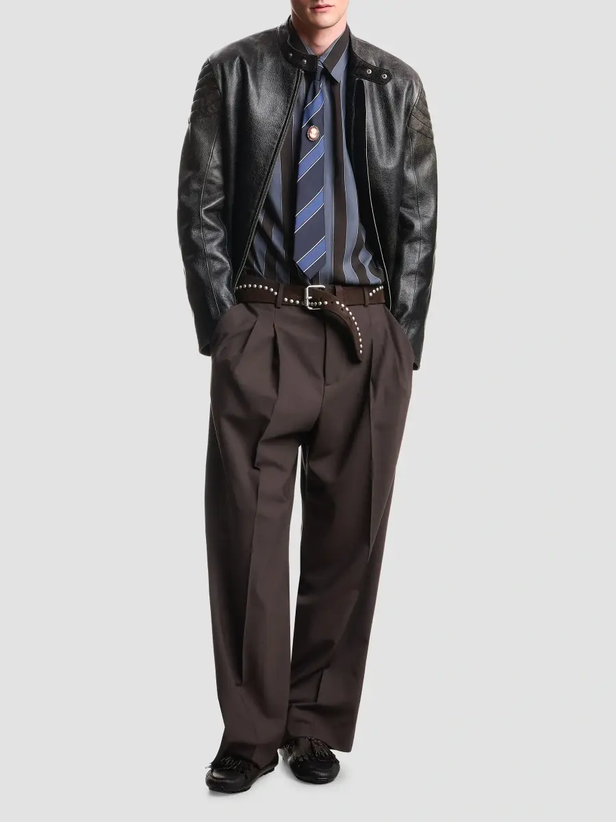 Emporio Armani Men's Leather Moto Jacket | Thumbnail 2 Emporio Armani Men's Leather Moto Jacket | Thumbnail 2