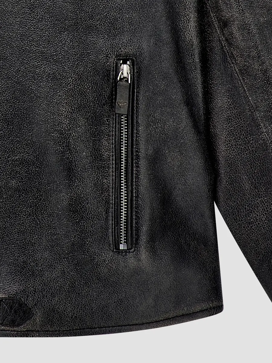 Emporio Armani Men's Leather Moto Jacket | Thumbnail 4 Emporio Armani Men's Leather Moto Jacket | Thumbnail 4