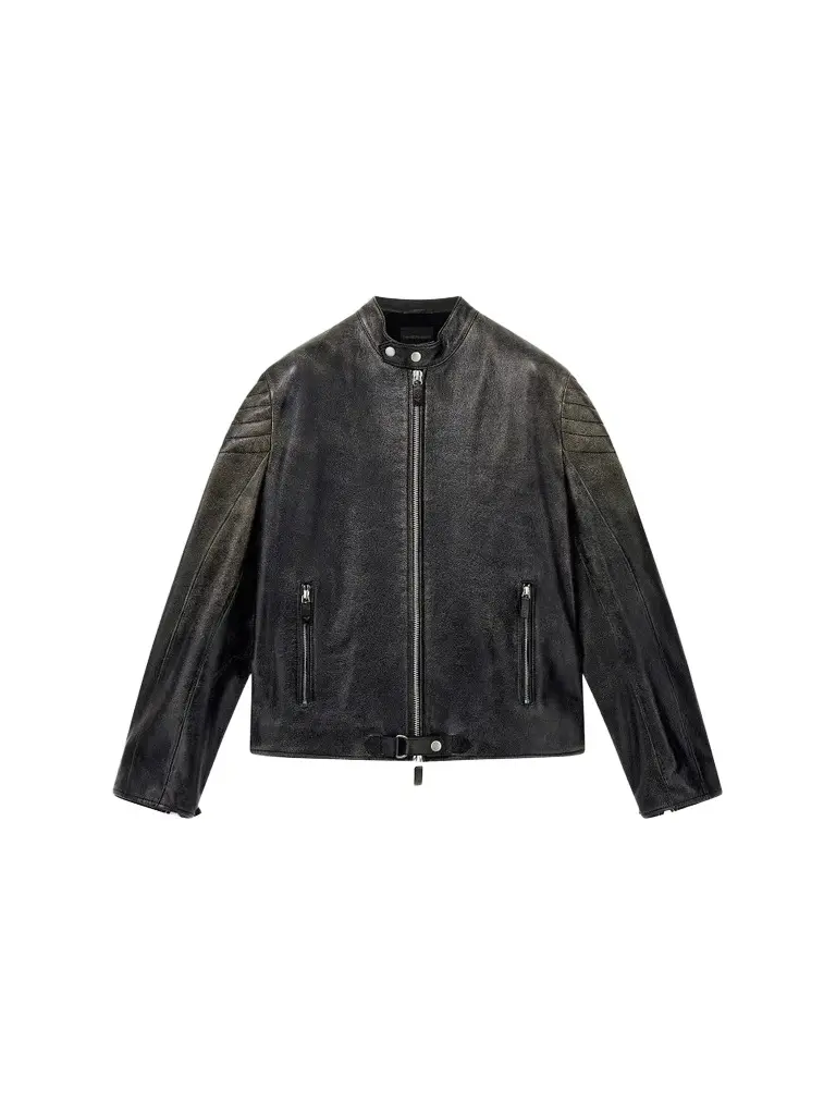 Emporio Armani Men's Leather Moto Jacket