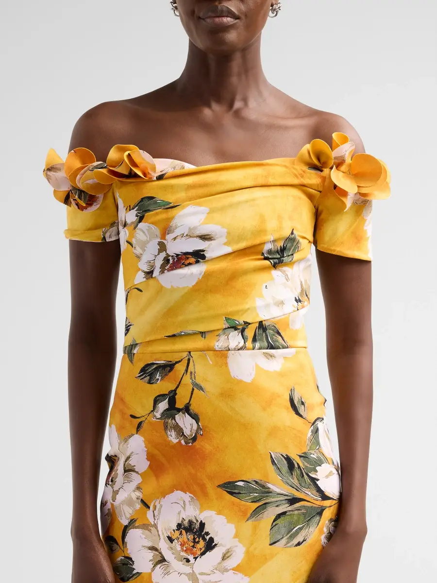 Chiara Boni La Petite Robe Women's Yiana Floral Off-the-Shoulder Midi Dress | Thumbnail 5 Chiara Boni La Petite Robe Women's Yiana Floral Off-the-Shoulder Midi Dress | Thumbnail 5