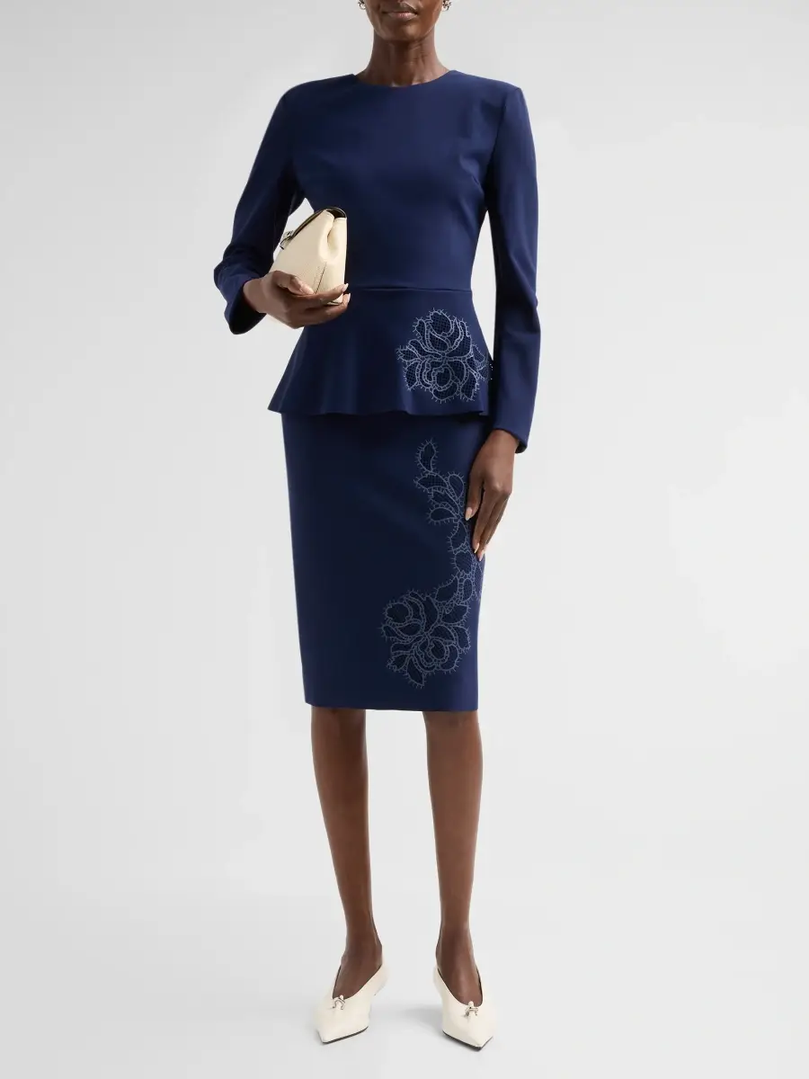 Chiara Boni La Petite Robe Women's Medarial Floral Peplum Midi Dress | Thumbnail 2 Chiara Boni La Petite Robe Women's Medarial Floral Peplum Midi Dress | Thumbnail 2