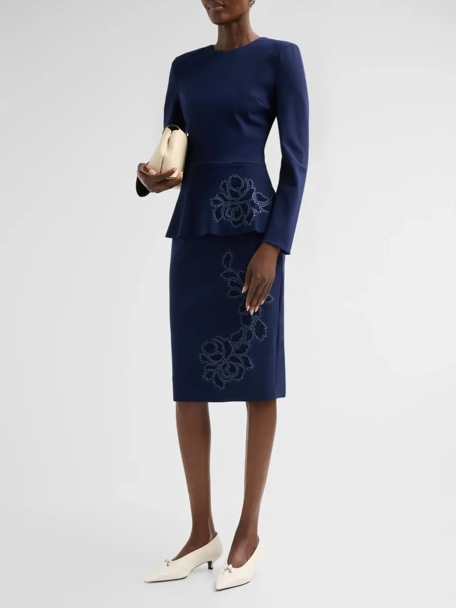 Chiara Boni La Petite Robe Women's Medarial Floral Peplum Midi Dress | Thumbnail 4 Chiara Boni La Petite Robe Women's Medarial Floral Peplum Midi Dress | Thumbnail 4