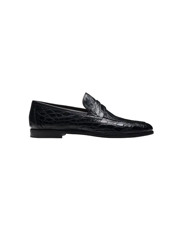 Magnanni Men's Vicente Crocodile-Embossed Leather Penny Loafers