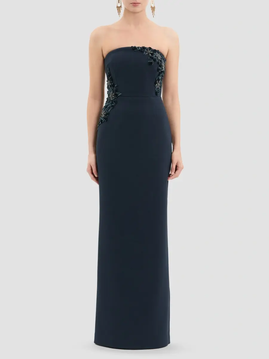 Rebecca Vallance Women's Fresa Embellished-Trim Crepe Column Gown | Thumbnail 2 Rebecca Vallance Women's Fresa Embellished-Trim Crepe Column Gown | Thumbnail 2