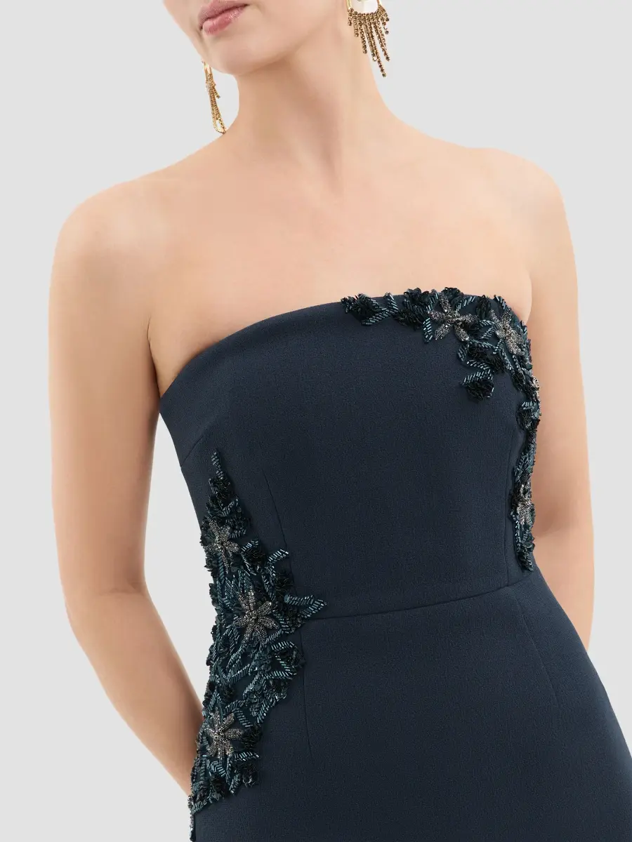 Rebecca Vallance Women's Fresa Embellished-Trim Crepe Column Gown | Thumbnail 4 Rebecca Vallance Women's Fresa Embellished-Trim Crepe Column Gown | Thumbnail 4