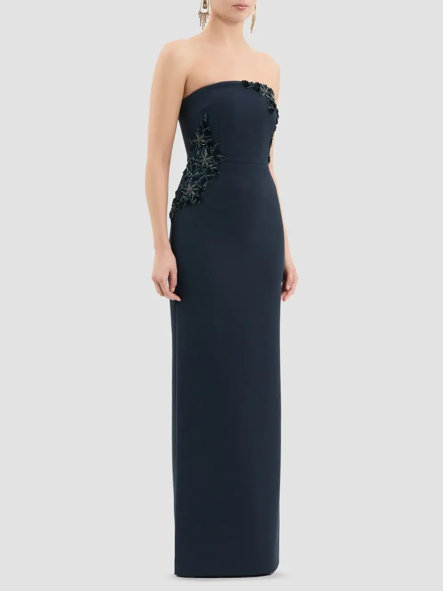 Rebecca Vallance Women's Fresa Embellished-Trim Crepe Column Gown | Thumbnail 5 Rebecca Vallance Women's Fresa Embellished-Trim Crepe Column Gown | Thumbnail 5