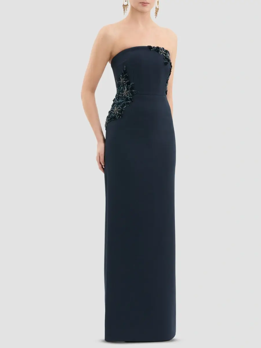 Rebecca Vallance Women's Fresa Embellished-Trim Crepe Column Gown | Thumbnail 6 Rebecca Vallance Women's Fresa Embellished-Trim Crepe Column Gown | Thumbnail 6