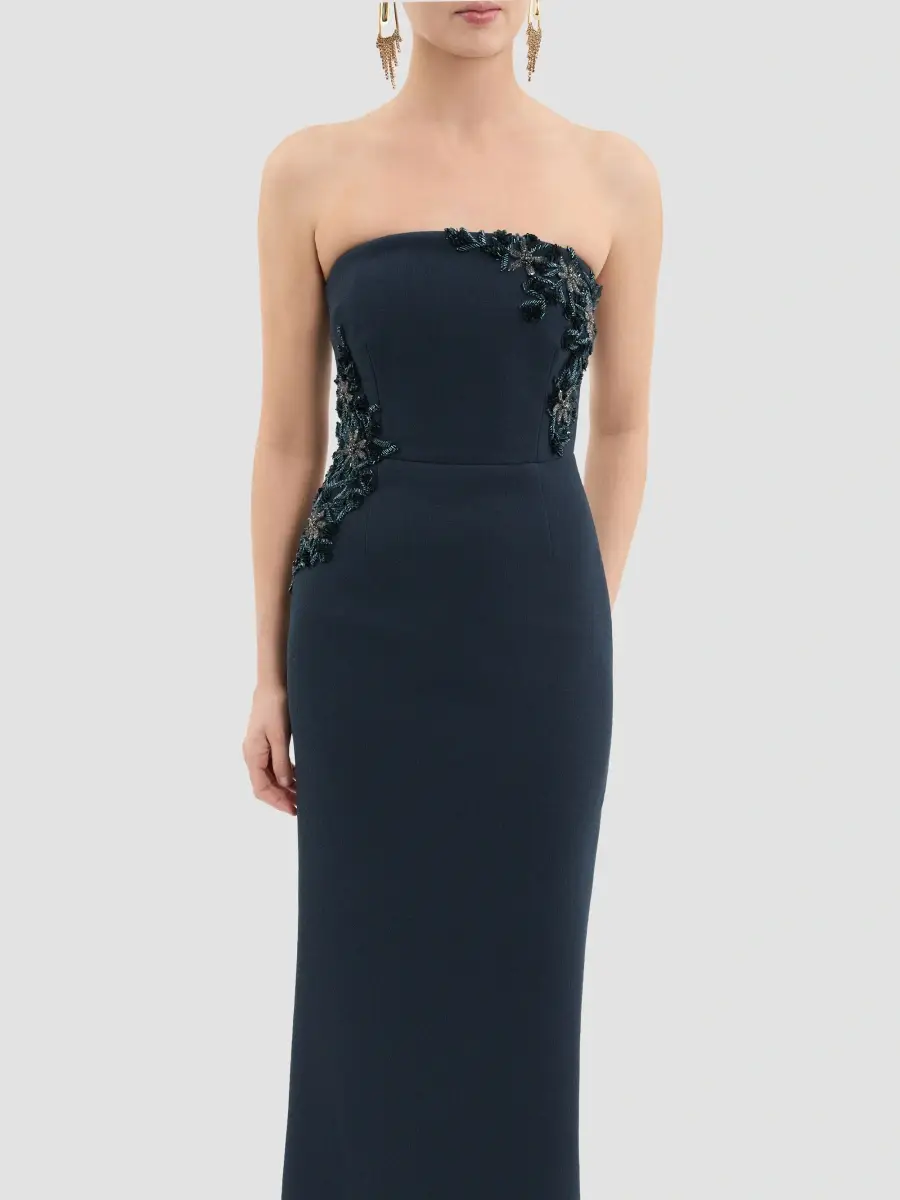 Rebecca Vallance Women's Fresa Embellished-Trim Crepe Column Gown | Thumbnail 7 Rebecca Vallance Women's Fresa Embellished-Trim Crepe Column Gown | Thumbnail 7