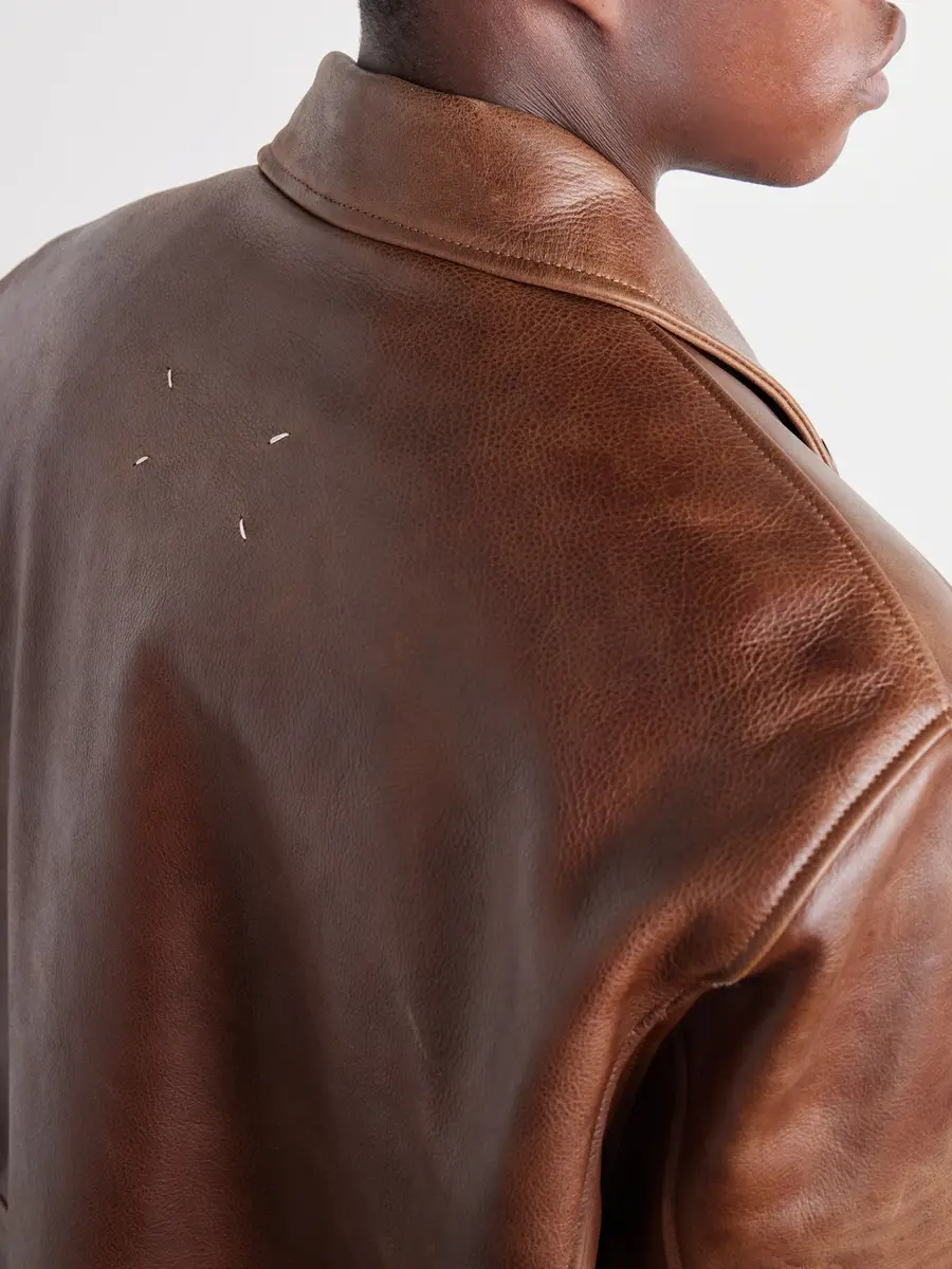 Maison Margiela Cropped Distressed Full-Grain Leather Biker Jacket - Men | Thumbnail 6 Maison Margiela Cropped Distressed Full-Grain Leather Biker Jacket - Men | Thumbnail 6