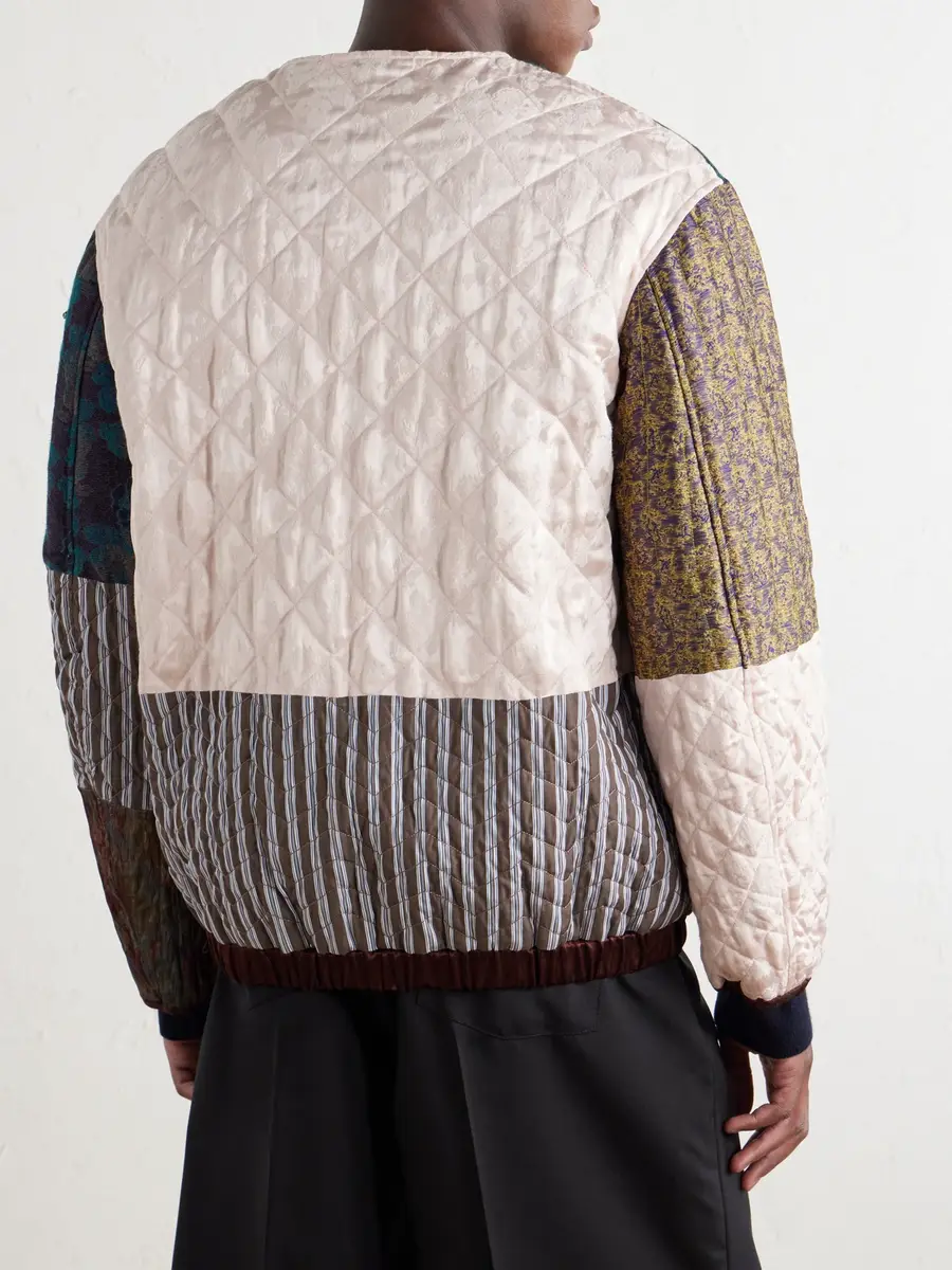 Dries Van Noten Embellished Patchwork Canvas and Jacquard Blouson Jacket - Men | Thumbnail 4