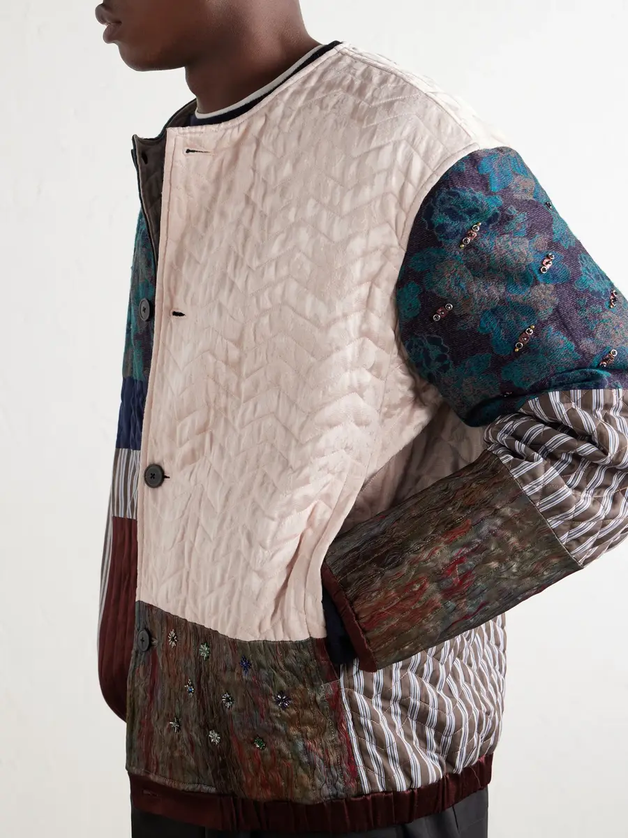 Dries Van Noten Embellished Patchwork Canvas and Jacquard Blouson Jacket - Men | Thumbnail 5
