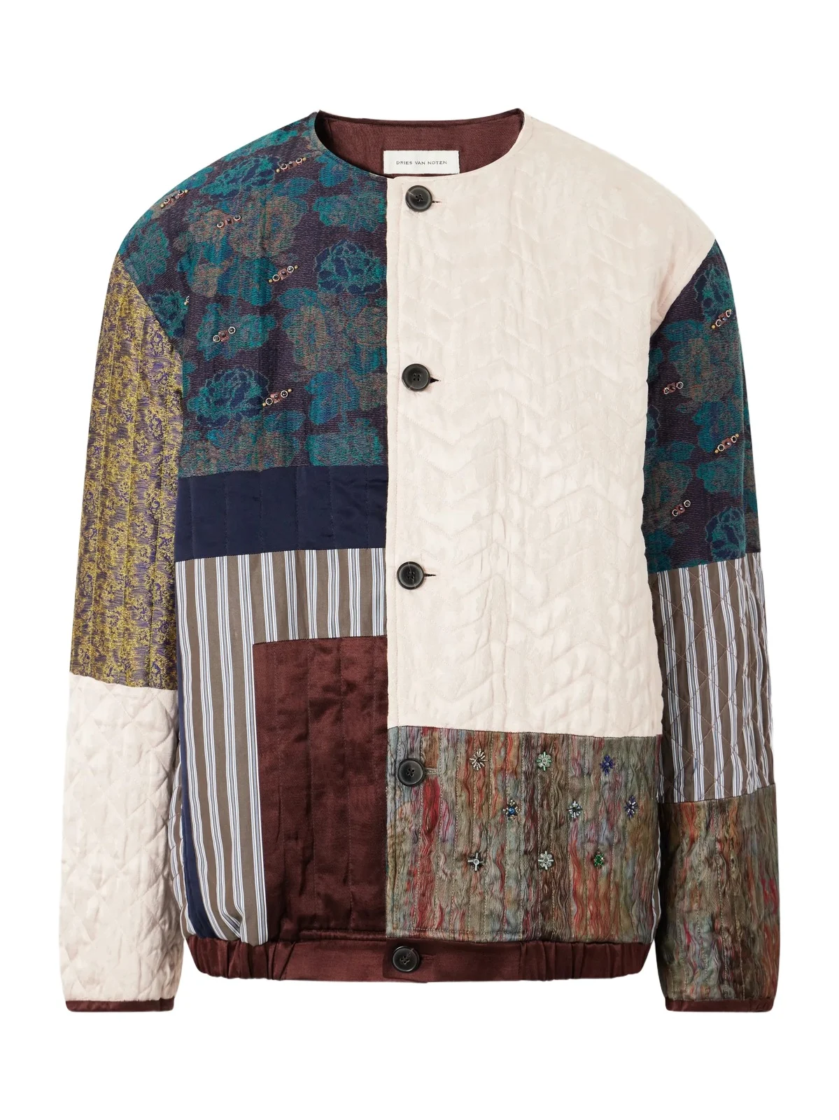 Dries Van Noten Embellished Patchwork Canvas and Jacquard Blouson Jacket - Men