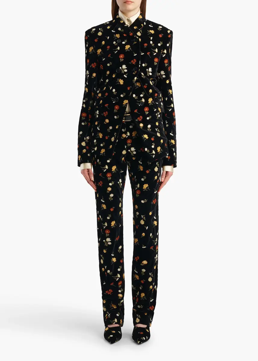 Khaite Rolo Jacket In Black Flower Embroidery | Thumbnail 2 Khaite Rolo Jacket In Black Flower Embroidery | Thumbnail 2