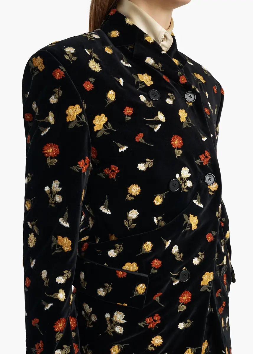 Khaite Rolo Jacket In Black Flower Embroidery | Thumbnail 5 Khaite Rolo Jacket In Black Flower Embroidery | Thumbnail 5