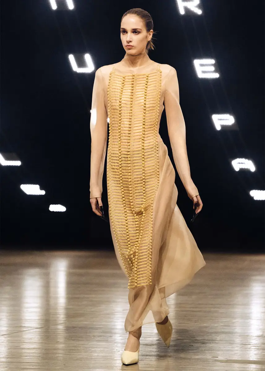 Khaite Toldo Dress In Beige With Ornamental Embroidery | Thumbnail 6 Khaite Toldo Dress In Beige With Ornamental Embroidery | Thumbnail 6