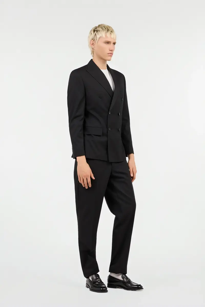 Roberto Cavalli Black Pinstripe Double-Breasted Wool Suit | Thumbnail 2 Roberto Cavalli Black Pinstripe Double-Breasted Wool Suit | Thumbnail 2