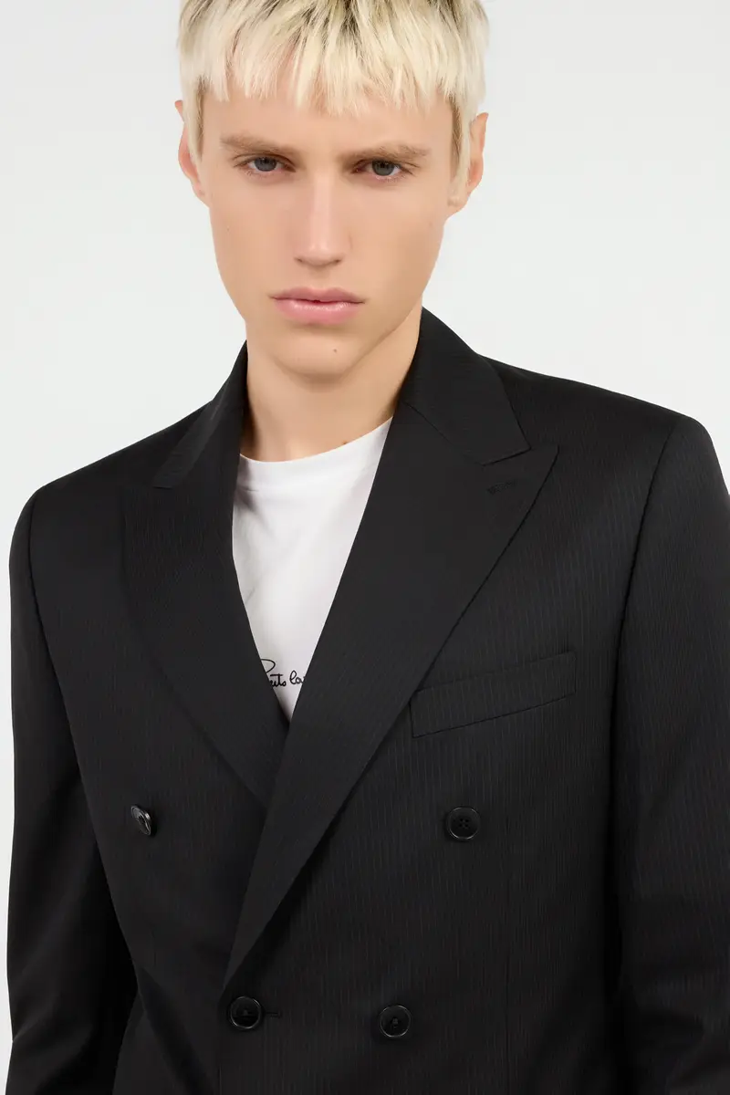 Roberto Cavalli Black Pinstripe Double-Breasted Wool Suit | Thumbnail 5 Roberto Cavalli Black Pinstripe Double-Breasted Wool Suit | Thumbnail 5