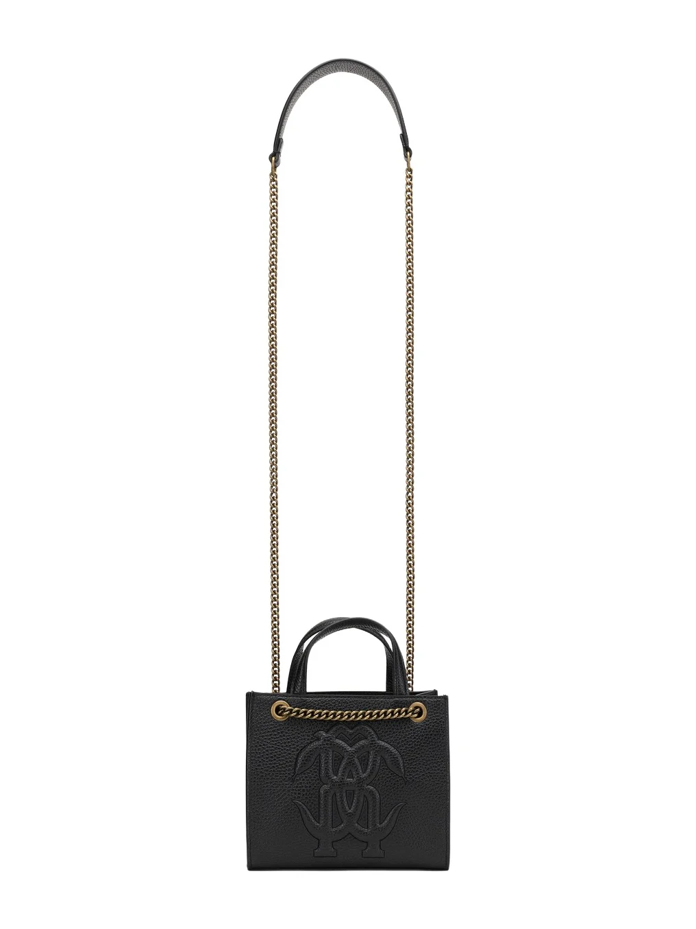 Roberto Cavalli Black Mini Shoulder Bag with Monogram RC