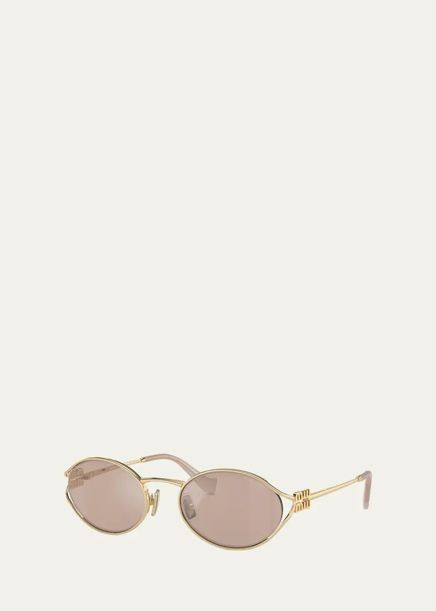Miu Miu Logo Metal Oval Sunglasses | Thumbnail 2 Miu Miu Logo Metal Oval Sunglasses | Thumbnail 2