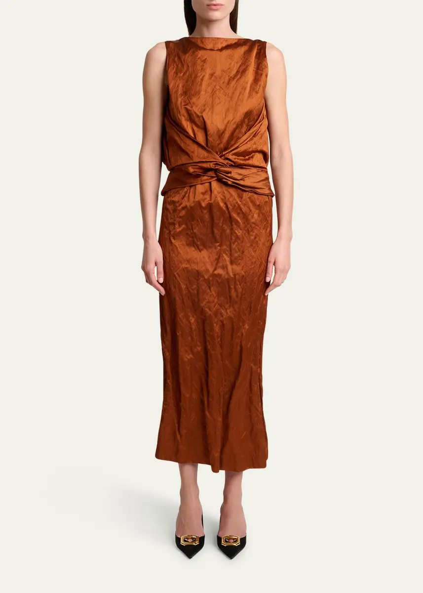 Lanvin Crinkled Silk Twisted-Waist Sleeveless Maxi Dress | Thumbnail 2 Lanvin Crinkled Silk Twisted-Waist Sleeveless Maxi Dress | Thumbnail 2