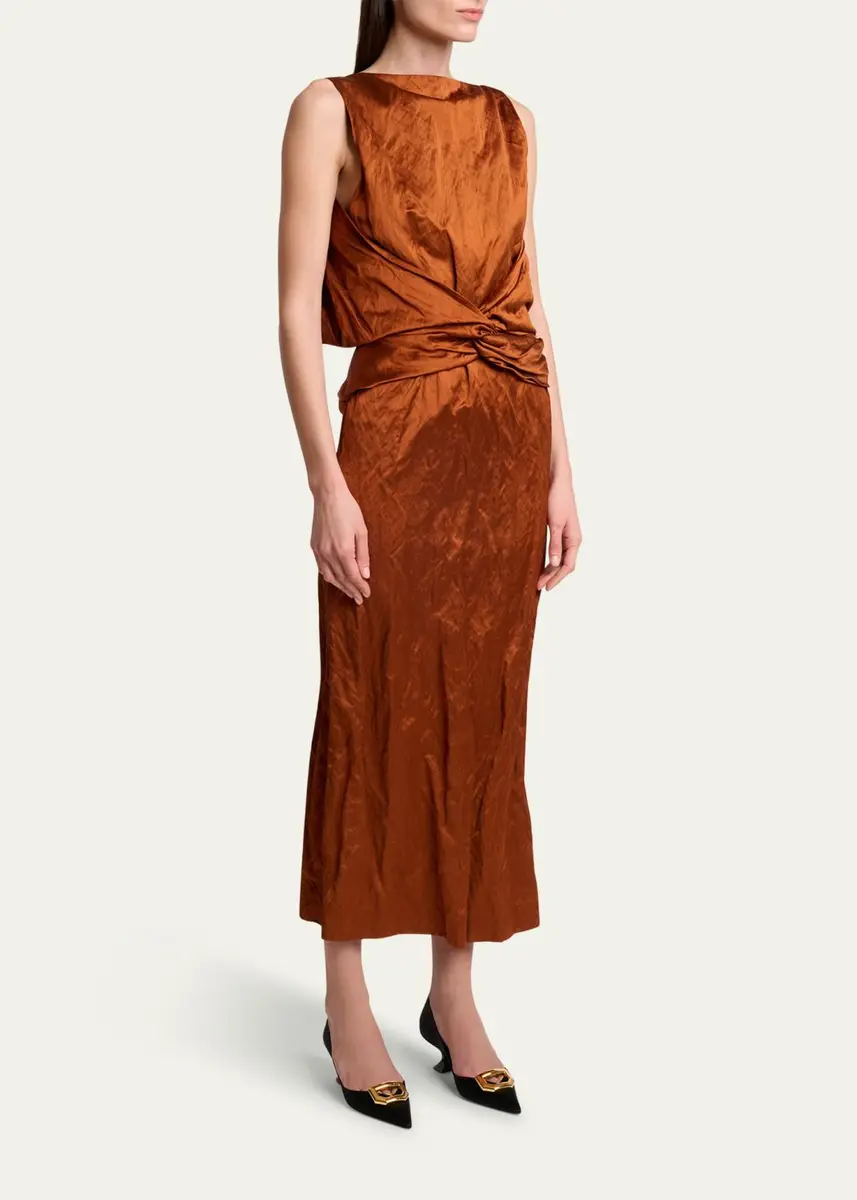 Lanvin Crinkled Silk Twisted-Waist Sleeveless Maxi Dress | Thumbnail 4 Lanvin Crinkled Silk Twisted-Waist Sleeveless Maxi Dress | Thumbnail 4