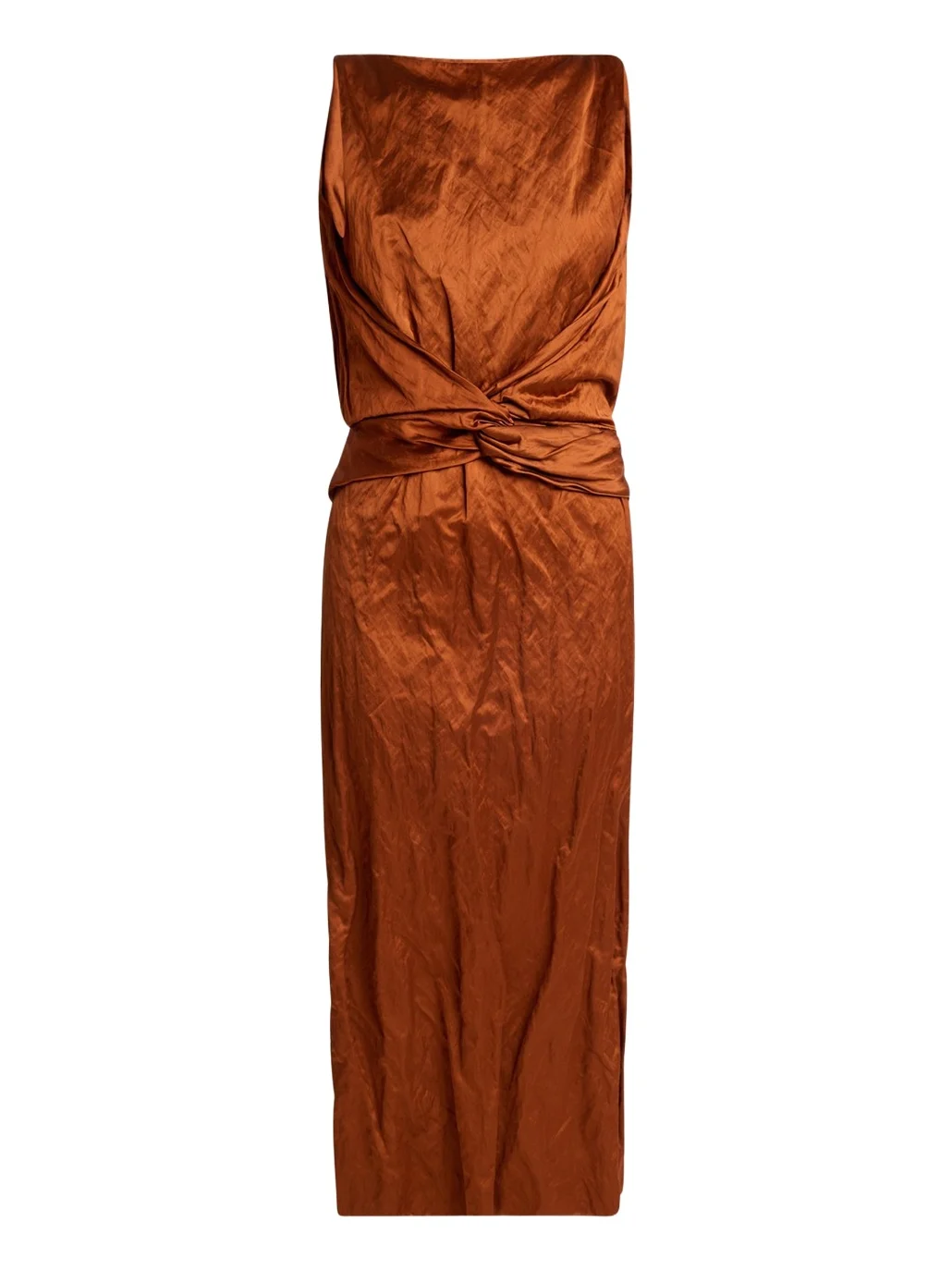 Lanvin Crinkled Silk Twisted-Waist Sleeveless Maxi Dress