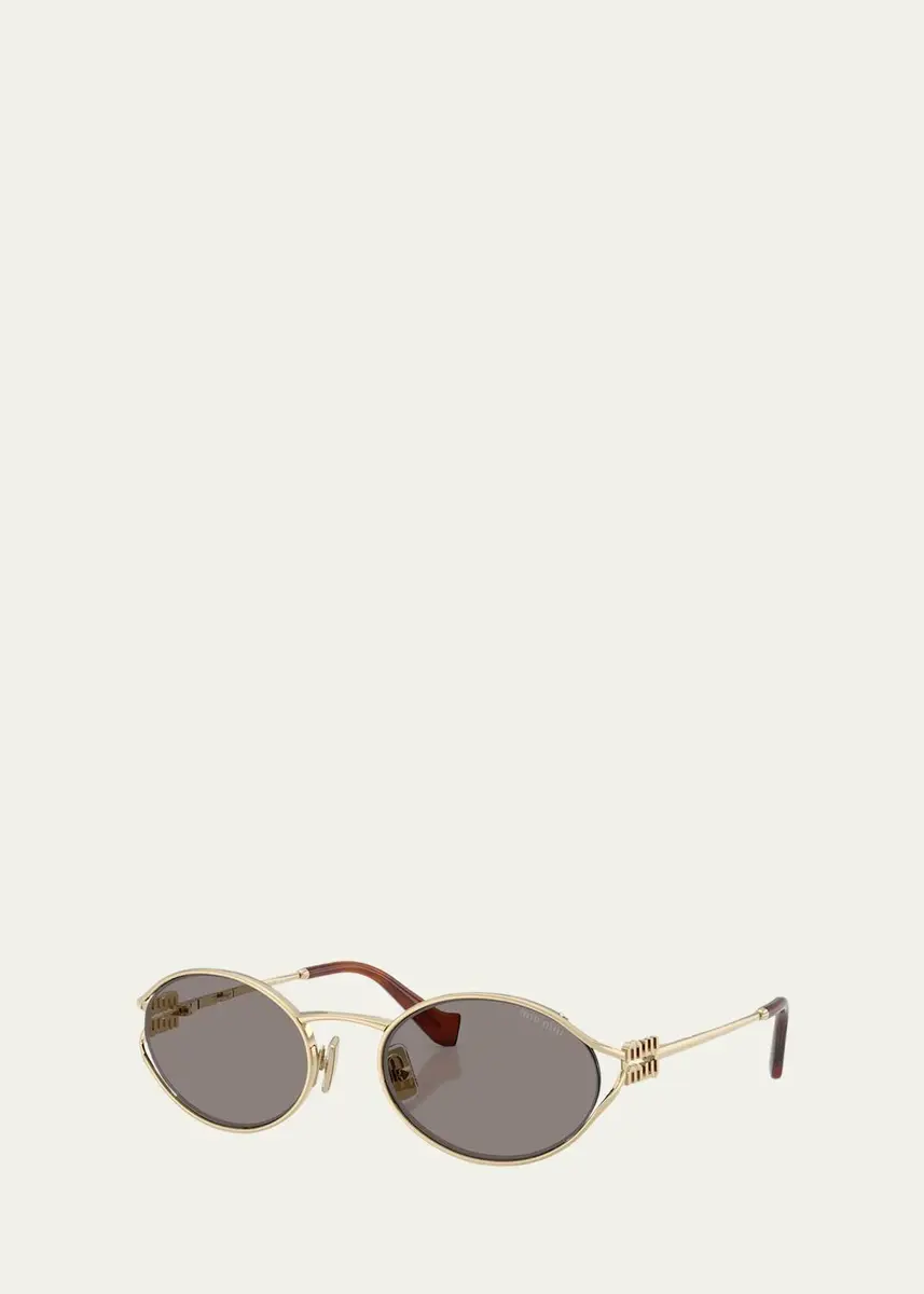 Miu Miu Logo 54mm Metal Round Sunglasses | Thumbnail 2 Miu Miu Logo 54mm Metal Round Sunglasses | Thumbnail 2