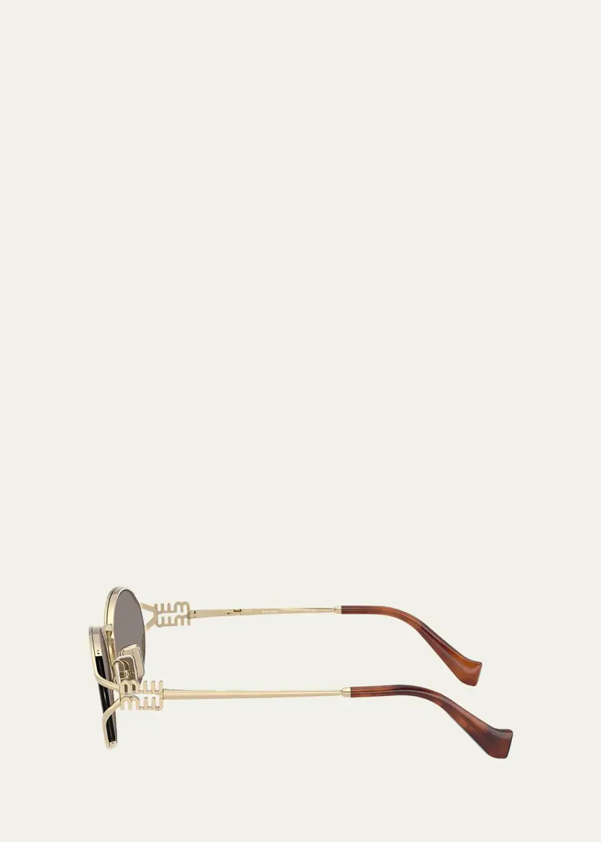 Miu Miu Logo 54mm Metal Round Sunglasses | Thumbnail 3 Miu Miu Logo 54mm Metal Round Sunglasses | Thumbnail 3