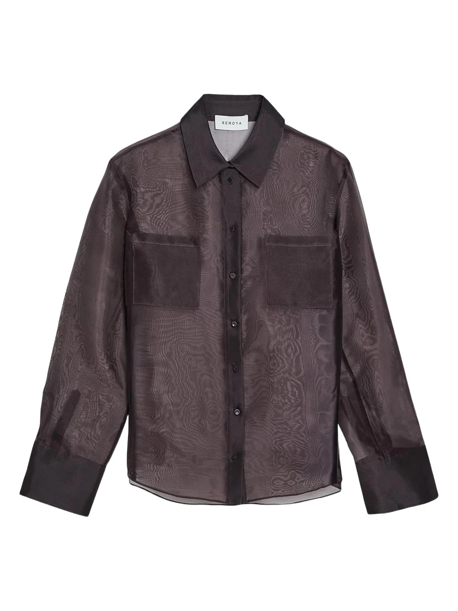 Estella Sheer Silk Organza Button-Down Shirt