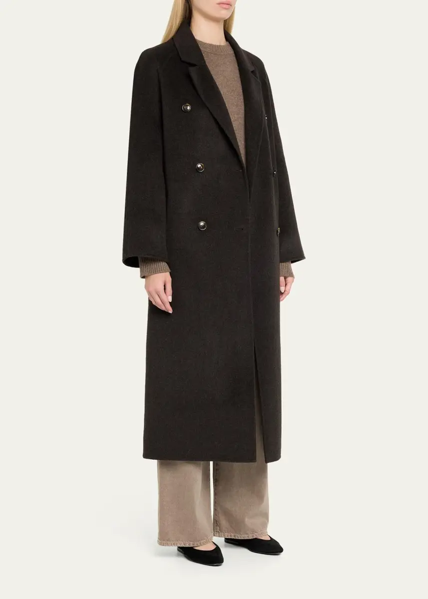 Loulou de Saison Irvin Wool-Cashmere Double-Breasted Long Coat | Thumbnail 4 Loulou de Saison Irvin Wool-Cashmere Double-Breasted Long Coat | Thumbnail 4