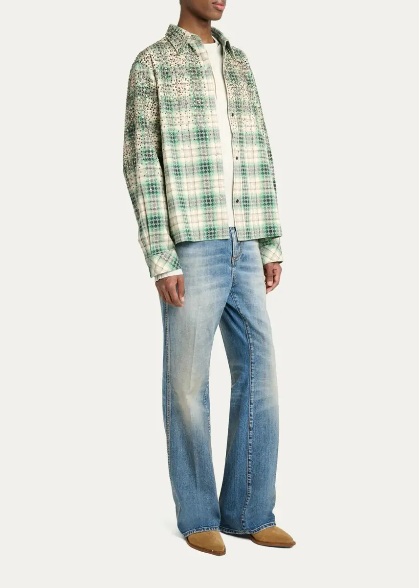 AMIRI Men's MA Plaid Crystal Western Overshirt | Thumbnail 2