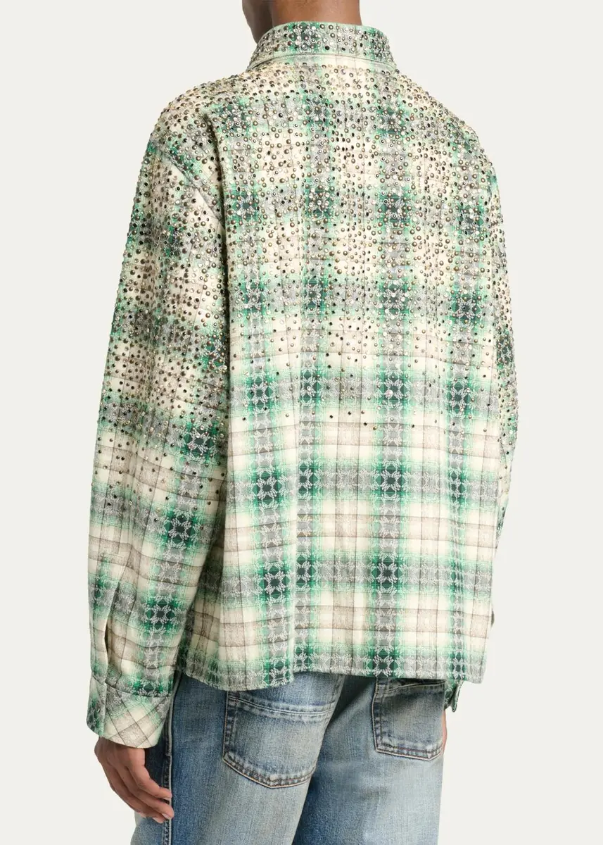 AMIRI Men's MA Plaid Crystal Western Overshirt | Thumbnail 3