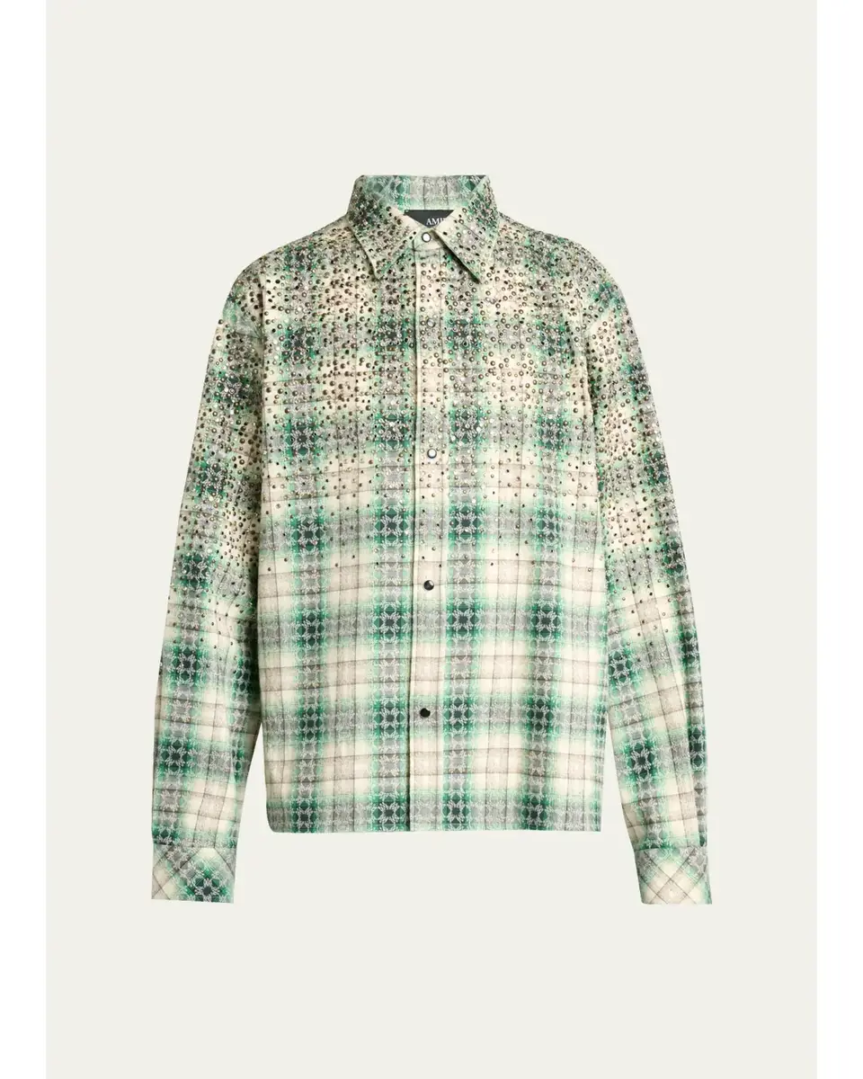 AMIRI Men's MA Plaid Crystal Western Overshirt | Thumbnail 6