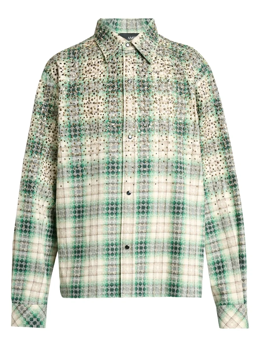 AMIRI Men's MA Plaid Crystal Western Overshirt