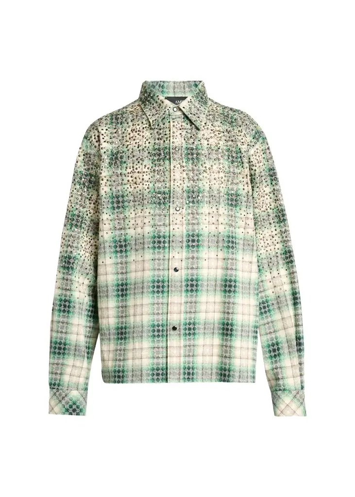 AMIRI Men's MA Plaid Crystal Western Overshirt