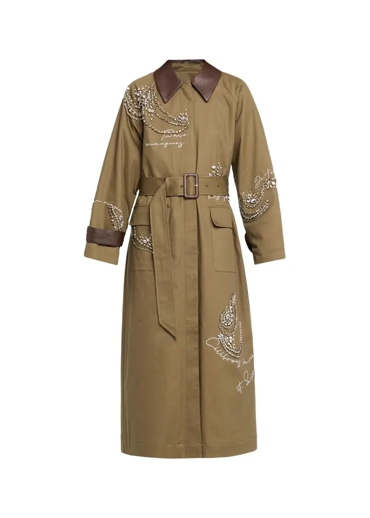 Cinq à Sept Almina Embellished Embroidered Trench Coat