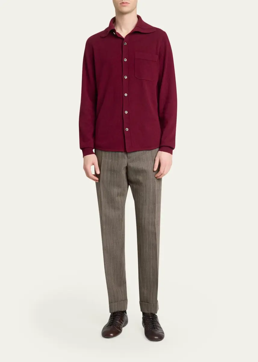 Dries Van Noten Men's Cashmere Knit Button-Down Shirt | Thumbnail 2 Dries Van Noten Men's Cashmere Knit Button-Down Shirt | Thumbnail 2
